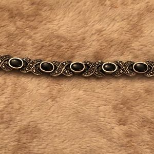 Black onyx and marquisite bracelet